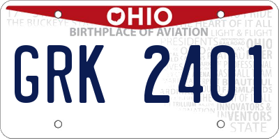 OH license plate GRK2401