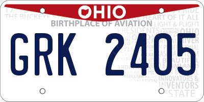 OH license plate GRK2405