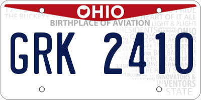 OH license plate GRK2410