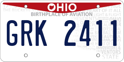 OH license plate GRK2411
