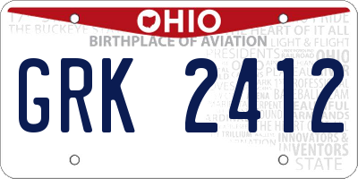 OH license plate GRK2412