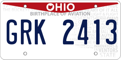 OH license plate GRK2413