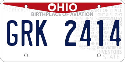 OH license plate GRK2414