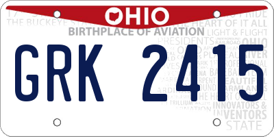OH license plate GRK2415