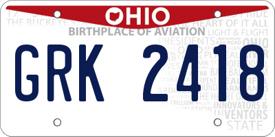 OH license plate GRK2418