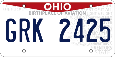 OH license plate GRK2425