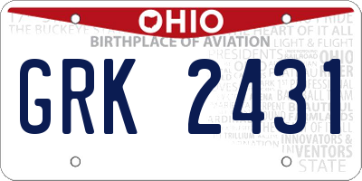 OH license plate GRK2431