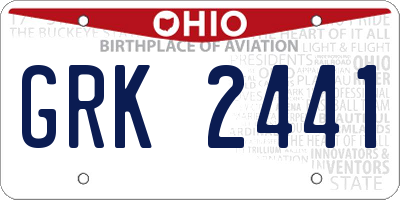 OH license plate GRK2441