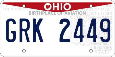 OH license plate GRK2449