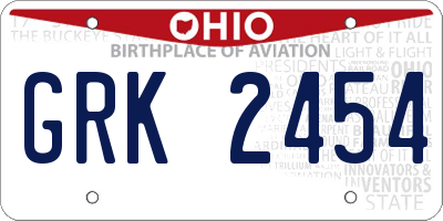 OH license plate GRK2454