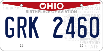 OH license plate GRK2460