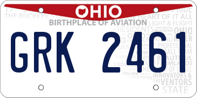 OH license plate GRK2461