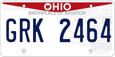 OH license plate GRK2464