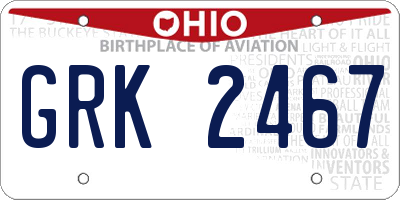 OH license plate GRK2467