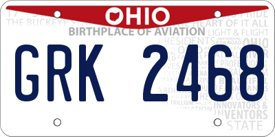OH license plate GRK2468