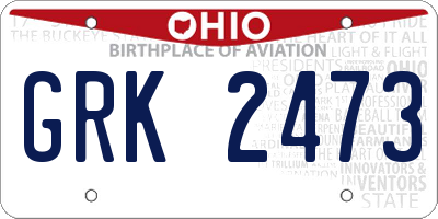 OH license plate GRK2473