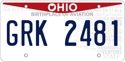 OH license plate GRK2481