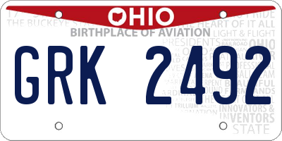 OH license plate GRK2492