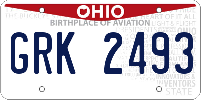 OH license plate GRK2493