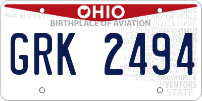 OH license plate GRK2494