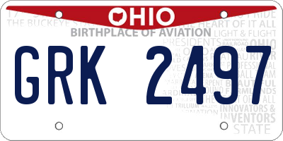 OH license plate GRK2497