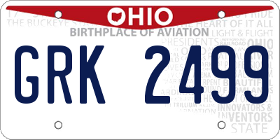 OH license plate GRK2499