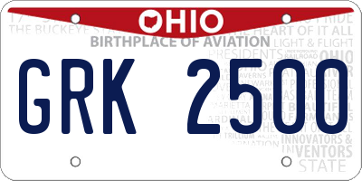 OH license plate GRK2500