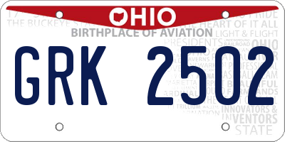 OH license plate GRK2502