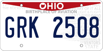 OH license plate GRK2508