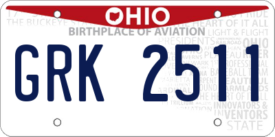 OH license plate GRK2511