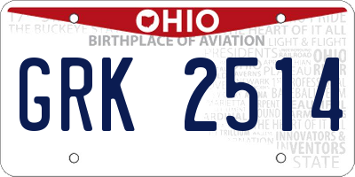 OH license plate GRK2514
