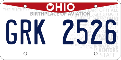 OH license plate GRK2526