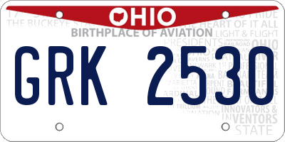 OH license plate GRK2530