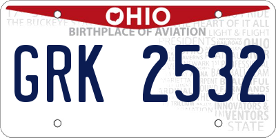 OH license plate GRK2532