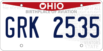 OH license plate GRK2535