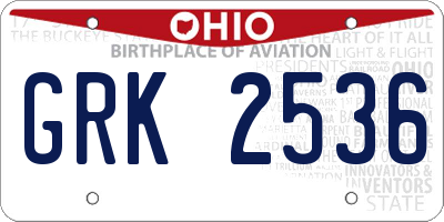 OH license plate GRK2536