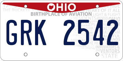OH license plate GRK2542