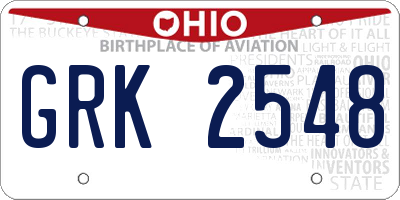 OH license plate GRK2548