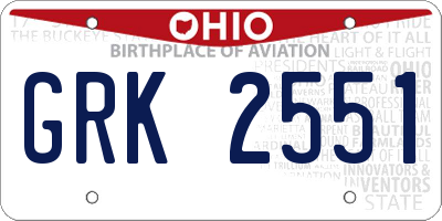 OH license plate GRK2551