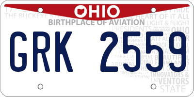 OH license plate GRK2559