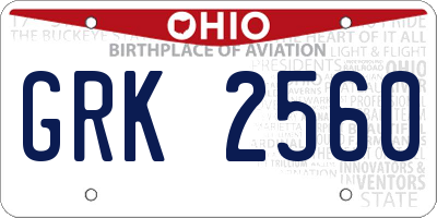 OH license plate GRK2560