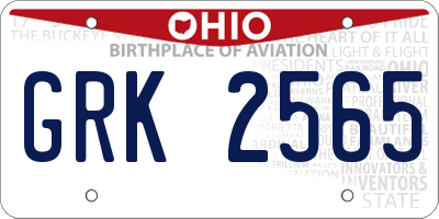 OH license plate GRK2565