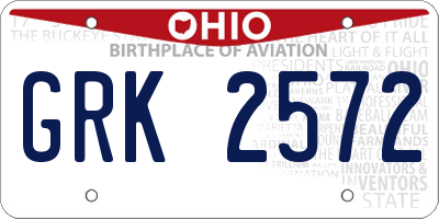 OH license plate GRK2572