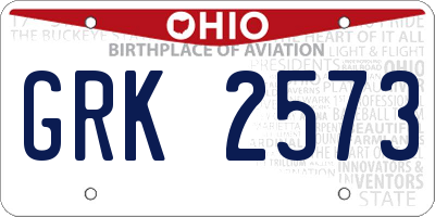 OH license plate GRK2573
