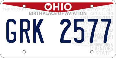 OH license plate GRK2577