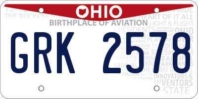OH license plate GRK2578