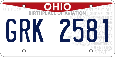 OH license plate GRK2581