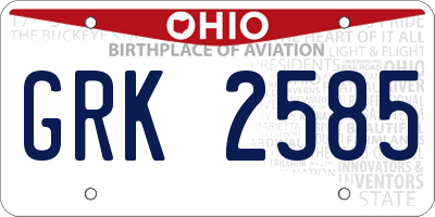 OH license plate GRK2585