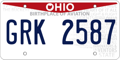 OH license plate GRK2587