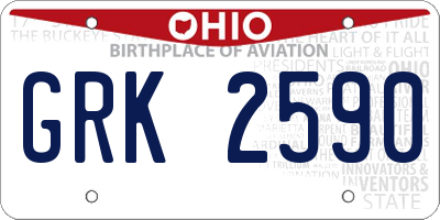 OH license plate GRK2590